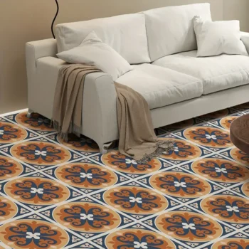 9pcs Vintage Moroccan Pattern Floor Tiles - Easy Peel & Stick