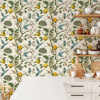 1pc Fresh Lemon Tree Wallpaper, 44.96cm*299.72cm