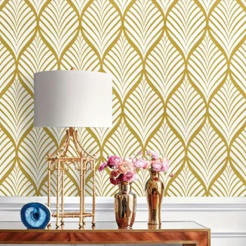 1pc 44.96*299.72cm, Golden Geometric Peel And Stick Wallpaper