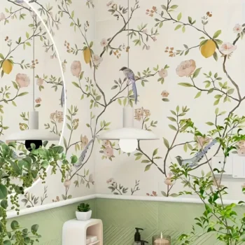 1pc 44.96*299.72cm Wall Sticker with Bird and Lemon Tree Pattern