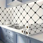 1 roll (0.4m x 3m) Chic Black & White Stripe Kitchen Wallpaper