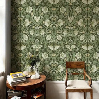 1 Roll (0.4m x 3m) Nature's Touch, Peel & Stick Fresh Green Floral Wallpaper
