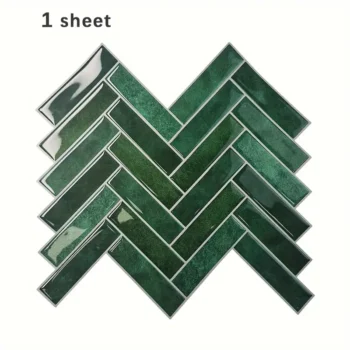 1pc 3D Herringbone Green Tile Pattern